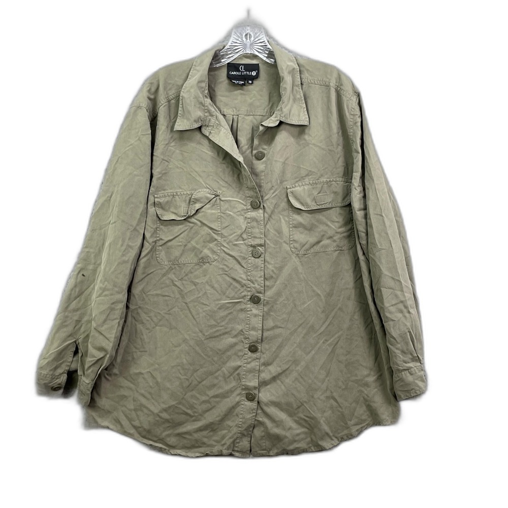 Carole Little II Silk Blouse Top Womens 20 Chest Pocket Minimalist Streetwear